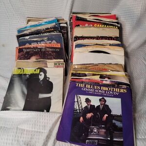 Vintage 45 RPM Vinyl Record Lot 80s Pop Rock Blues MYSTERY 20PK
